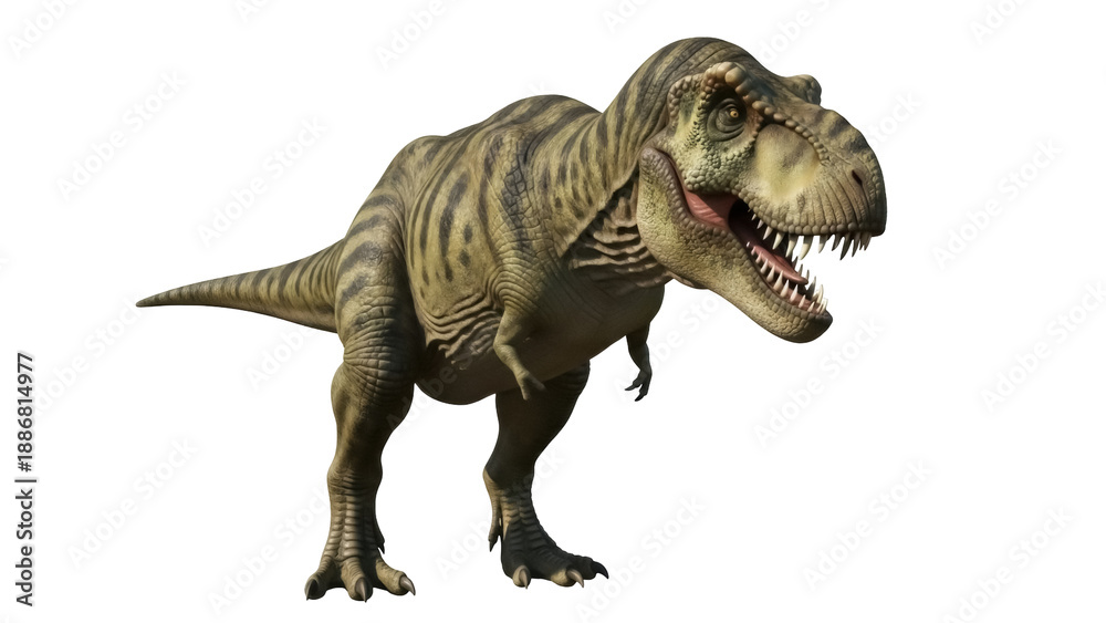 Fototapeta premium Isolated Tyrannosaurus Rex dinosaur, predatory carnivore, extinct ancient animal predator