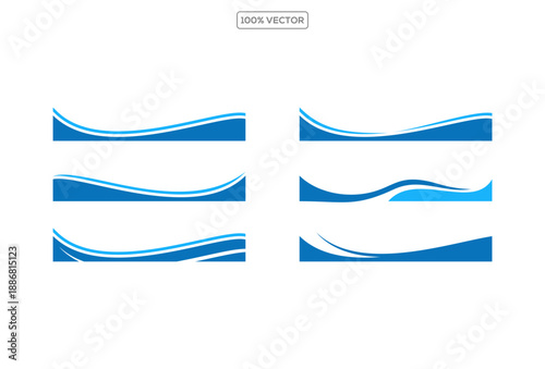 Collection of wave separator footers, modern dividers shapes vector illustration template design