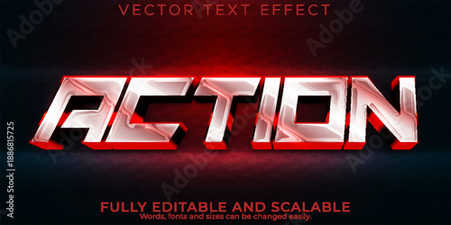 Large bold action text with red glow on dark background