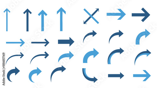 Collection of Various Blue Arrows Directions.