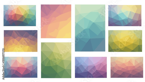 Colorful Geometric Shapes in Grid Pattern.