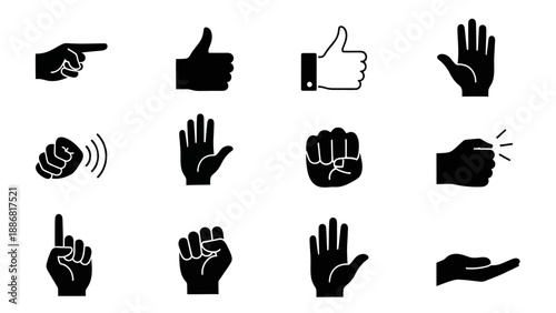 Collection of Hand Gestures Silhouettes.