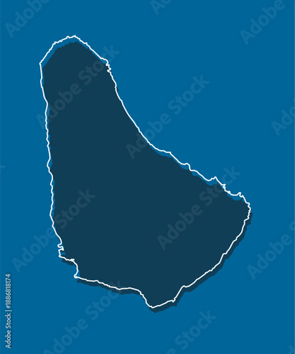 Vector outline map Barbados, line border country