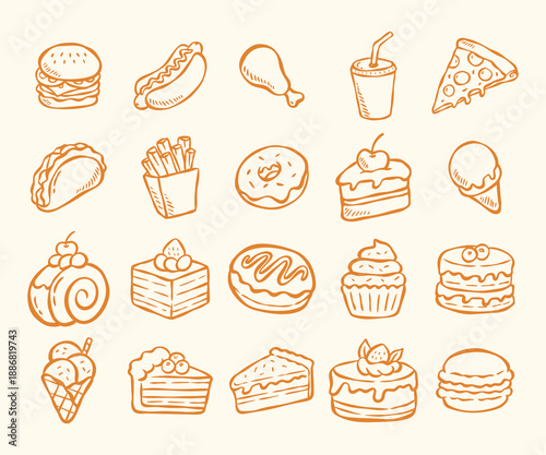 set of fast food illustration