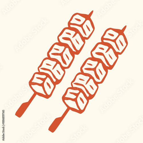 illustration of meat skewer