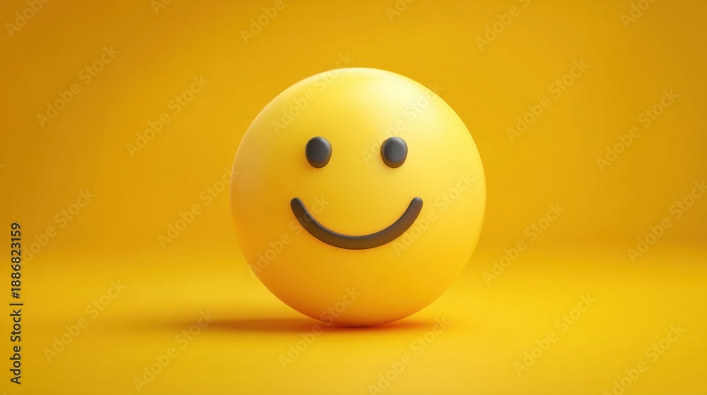 Fototapeta premium Bright yellow smiley face on vibrant background with cheerful expression.
