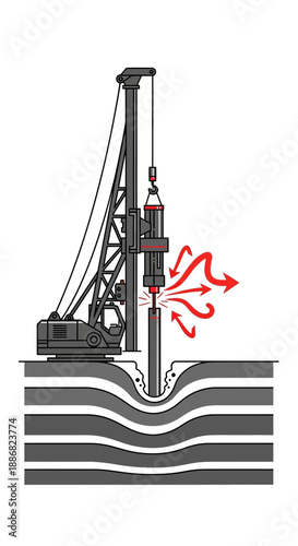 Powerful Foundation Piling Rig Performing Ground Penetration For Structural Stability