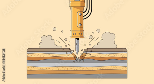 Powerful Industrial Jackhammer Effortlessly Breaking Through Earth Layers