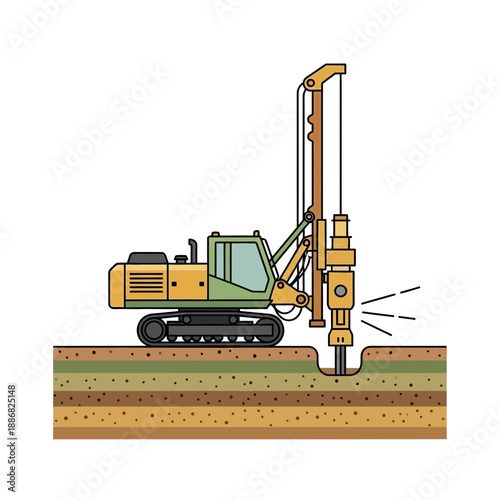 Powerful Industrial Drilling Equipment Creating Deep Foundations For Modern Infrastructure