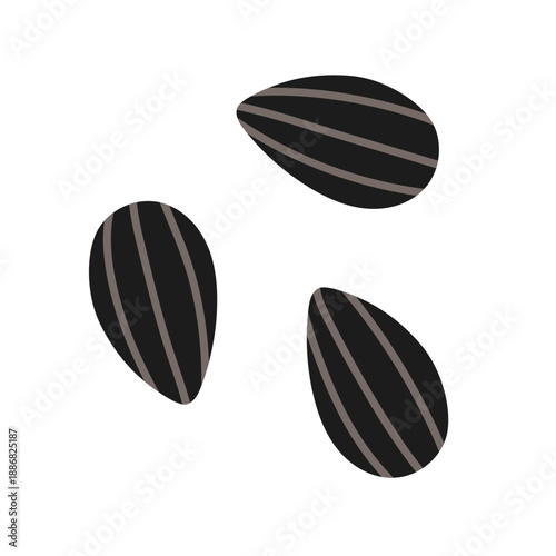 Cartoon sunflower seeds, tasty snacks for vegetarian diet flat vector illustration set.