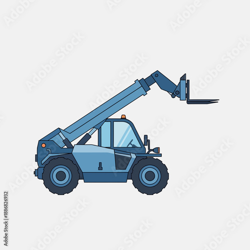 Powerful Telescopic Handler Lifting Equipment Vector Illustration For Industry Projects