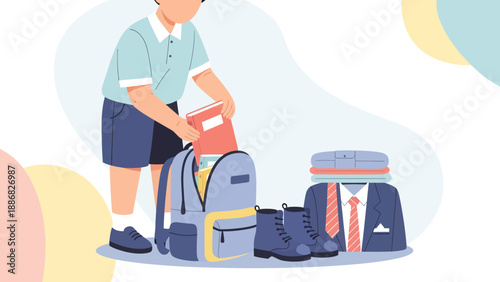 Preparing For School Or Work With A Book And Outfit Illustration