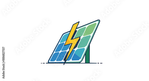 Solar Panel Energy Innovation: Illustrating sustainable energy, a stylized solar panel radiates the potential of renewable power. Emphasizing technological advancement