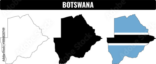 Different shapes and colors of Botswana shown side by side in a simple graphic display