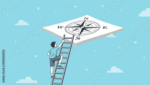 Reaching The Compass Direction With Ambition And Aspiration Concept Design