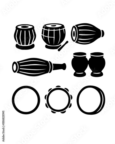 Traditional Drum Silhouette Set – Barrel, Goblet, Frame Variants