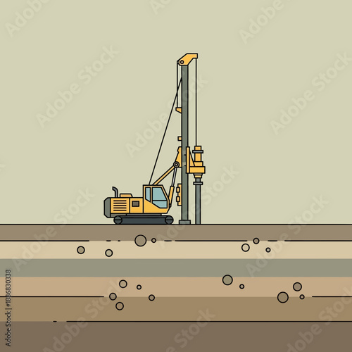 Robust Drilling Rig Working On Ground Layers For Major Engineering Foundation Project