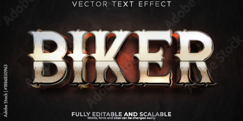 Editable text effect template for biker with flame design
