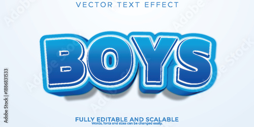 Blue gradient boys text with white outline on white background