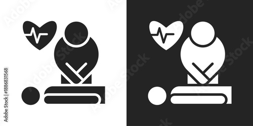 Cpr Icon In Black And White Glyph Style