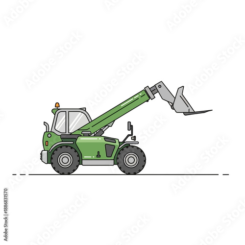 Robust Green Telescopic Handler Machine Modern Industrial Material Handling Vehicle