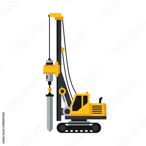 Robust Yellow Pile Driver Machine Essential For Modern Infrastructure Construction Projects