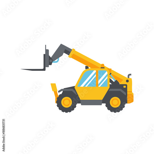 Robust Yellow Telehandler Lifting Heavy Materials on Construction Site Project