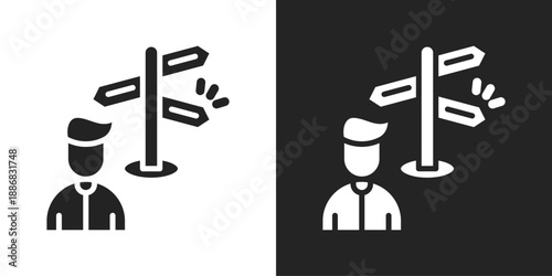 Guidance Icon In Black And White Glyph Style