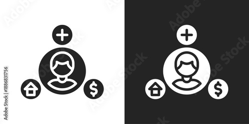 Welfare Icon In Black And White Glyph Style