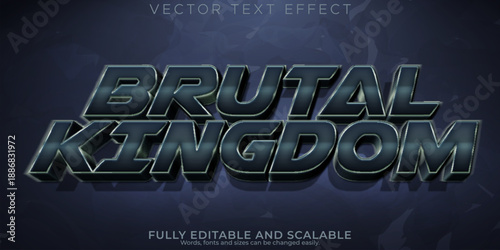 Brutal kingdom text on dark background with metallic effect