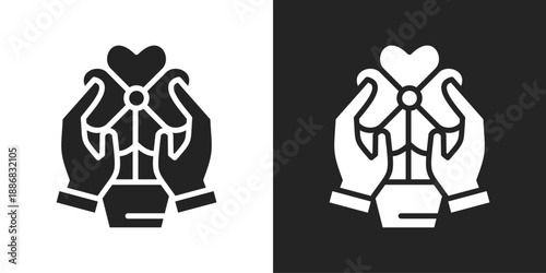 Compassion Icon In Black And White Glyph Style