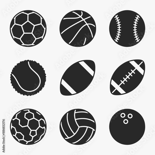 A set of Sports balls icons. Vector Sign for Logos, Labels, and Icons.