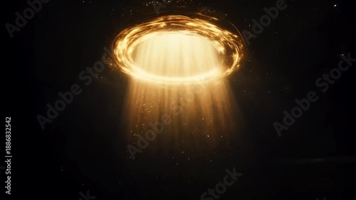 Animation orange light effects for teleport transporter isolate on black background.