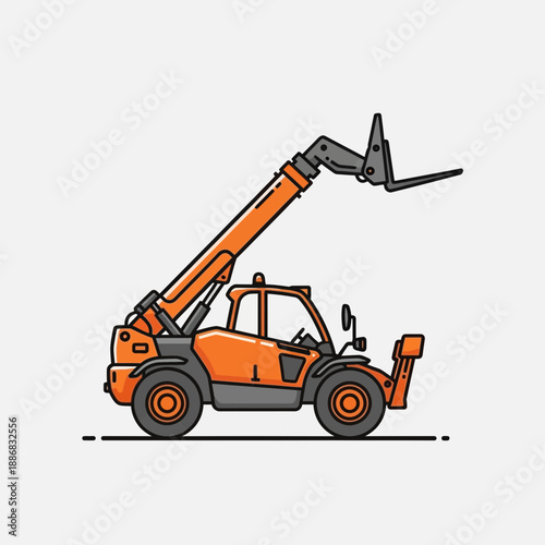 Robust Orange Telescopic Handler Lifting Heavy Loads Industrial Equipment Icon Graphic