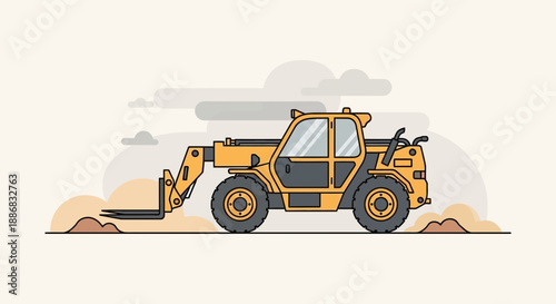 Robust Telehandler Forklift Machine Moving Material At Modern Construction Site With Efficiency