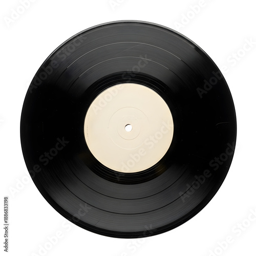 Classic Black Vinyl Record Isolated on White or Transparent Background