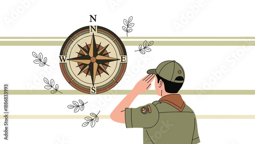 Scout Pledge With Compass Background Symbolizing Direction And Guidance Illustration