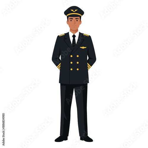 Airline pilot in uniform smiling at viewer