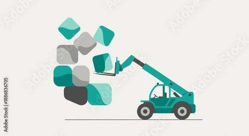 Streamlined Data Block Management Using Advanced Industrial Forklift Machinery Illustration