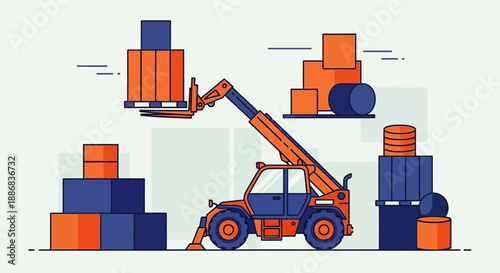 Streamlined Industrial Logistics Depicting Organized Material Handling With Equipment