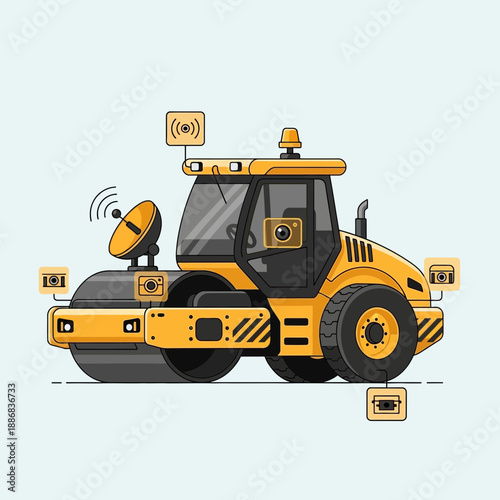 Smart Construction Vehicle Autonomous Compactor Equipped With Digital Monitoring Systems
