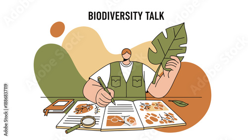 Studying Plant Diversity Biologist Observing Different Species In A Book