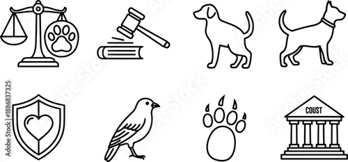 National Justice for Animals Week vector icon set
