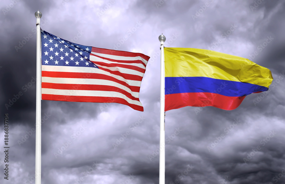 Obraz premium Tense relations between Colombia and the United States. Concept of conflict