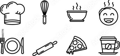 Black and white icons celebrate Pride in Food Services Week