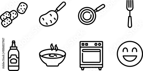National Tater Tot Day food and cooking icons vector pack