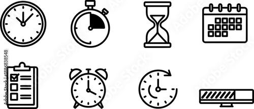 National Time Management Month icons: productivity and planning illustration