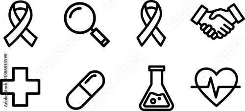 World Cancer Day icons vector collection for awareness campaign