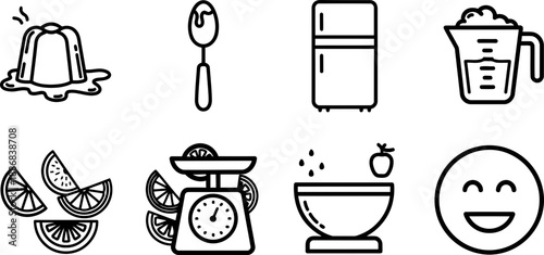 National Jell-O Week icon set: dessert, cooking, and celebration