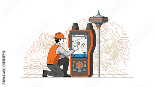 Surveyor Using Advanced Gps Device For Accurate Location Mapping And Measurement